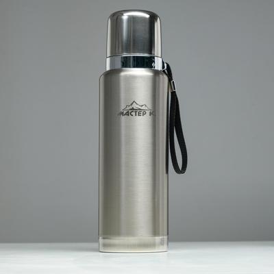 Термос Мастер К «Путешествие», 1 л, с кружкой и ситечком, сохраняет тепло 48 ч, нержавеющая сталь, серебристый