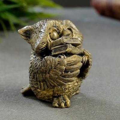 Фигурка гипс «Сова с книгами», малая состаренное золото, 5×5×5 см