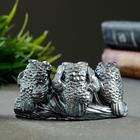 Фигурка гипс «Три совы на жердочке», состаренное серебро, 10×5×4 см - Фото 3