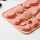 Форма для конфет и шоколада Доляна «Сочно», силикон, 21×12.5×1 см, 18 ячеек, цвет МИКС - Фото 4