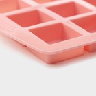 Форма для льда Доляна «Кьюб», силикон, 20×11,5×1,5 см, 15 ячеек, цвет розовый - Фото 5