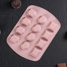 Форма для украшений Доляна «Самоцветы», силикон, 16×11,5×1,5 см, 12 ячеек, цвет МИКС - фото 24514712