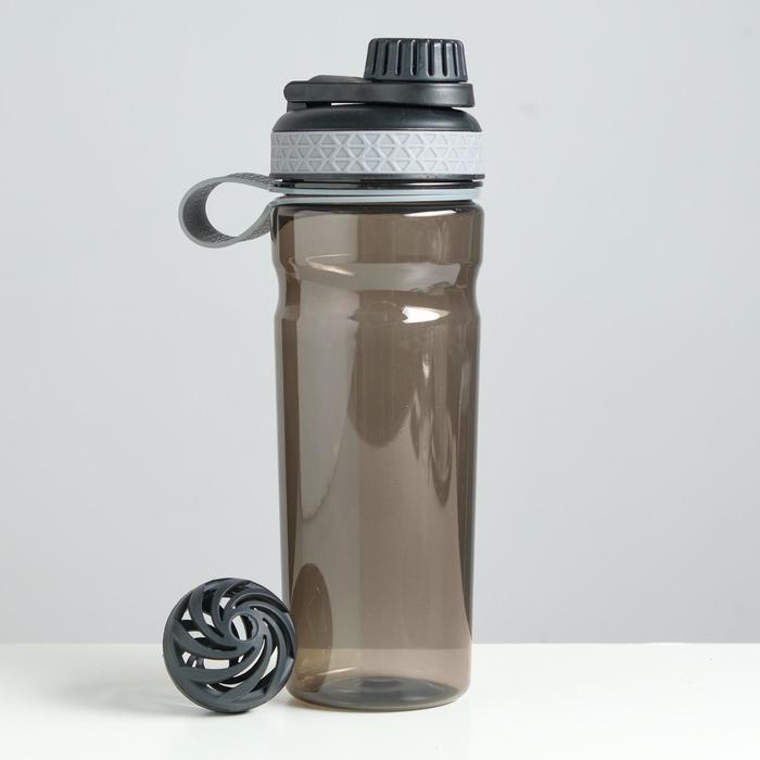 Шейкер спортивный для коктейлей и воды, 800 мл, 25×8 см, чёрный