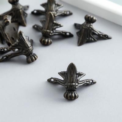 Уголок (ножка) для шкатулки металл «Фигурная», бронза, 2.9×4 см