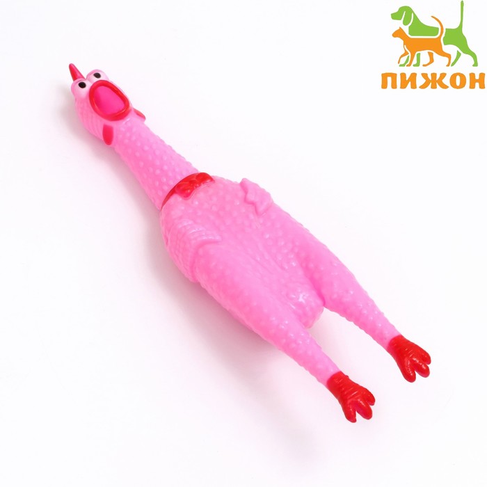 Игрушка пищащая "Задумчивая курица" для собак, 28 см, розовая - Фото 1