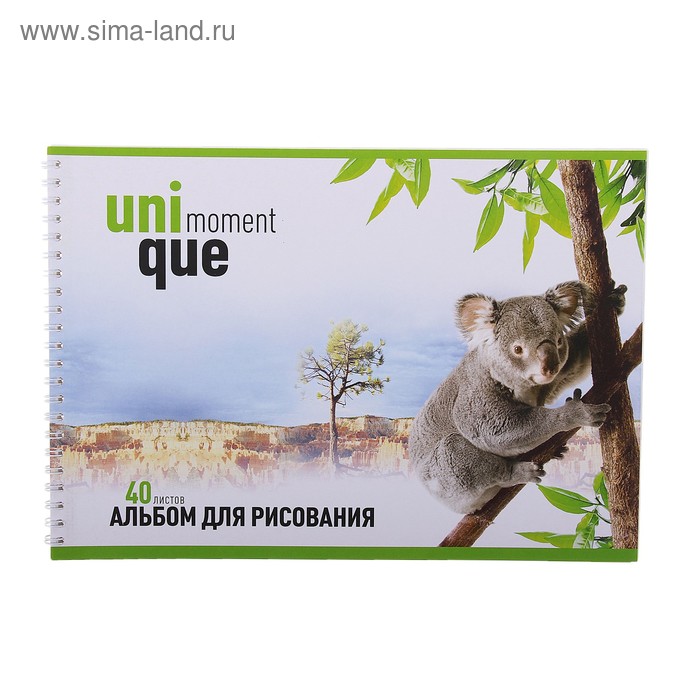 Альбом для рисования А4, 40 листов на гребне "Животные Уникальные моменты" блок 100 г/м - Фото 1