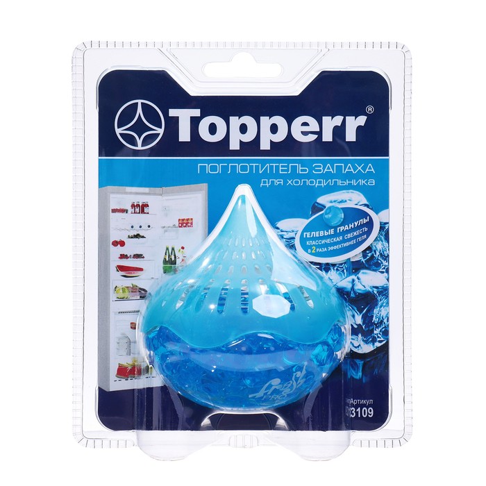 Поглотитель запаха для холодильника Topperr гелевый Голубой лед - Фото 1