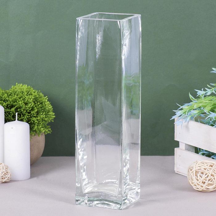 Ваза «Квадро», 900 мл, 26×7.5 см, стекло, прозрачная - Фото 1