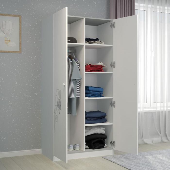 Шкаф French, двухсекционный, 190х89,8х50 см, цвет белый/серый - фото 1907212427