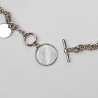 Кулон «Цепь» перламутровый медальон, цвет бежевый в серебре, 42 см - фото 10056058