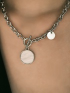 Кулон «Цепь» перламутровый медальон, бежевый в серебре, 42 см - Фото 4