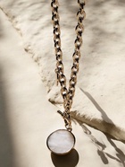 Кулон «Цепь» перламутровый медальон, бежевый в серебре, 42 см - Фото 5