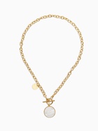 Кулон «Цепь», перламутровый медальон, L=42 см, бежевый в золоте - Фото 1