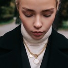 Кулон «Цепь» перламутровый медальон, цвет бежевый в золоте, 42 см - Фото 3