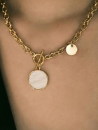 Кулон «Цепь», перламутровый медальон, L=42 см, бежевый в золоте - Фото 4