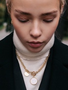 Кулон «Цепь», перламутровый медальон, L=42 см, бежевый в золоте - Фото 6