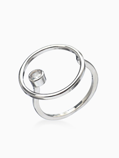 Кольцо «Тренд», круг, белое в серебре, безразмерное