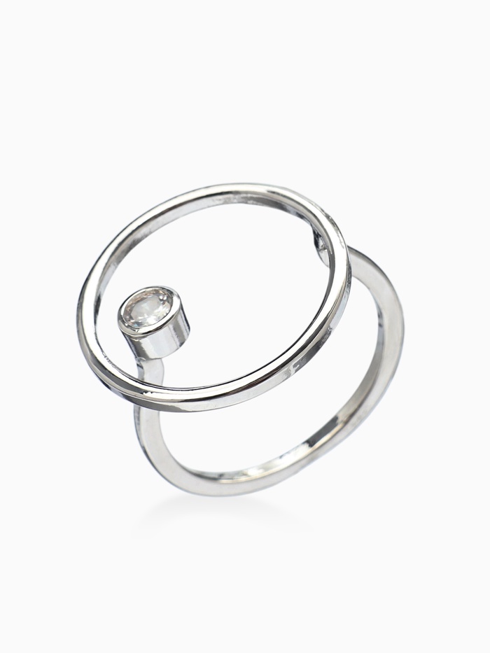 Кольцо «Тренд», круг, белое в серебре, безразмерное - Фото 1