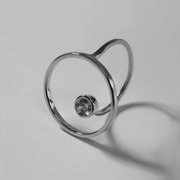 Кольцо «Тренд» круг, цвет белый в серебре, безразмерное - Фото 1