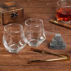 Подарочный набор "Сила. Воля. Успех", камни для виски 6шт, бокал 2шт, щипцы - Фото 2