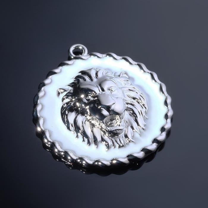 Подвеска родированная «Лев», цвет белый в серебре - Фото 1