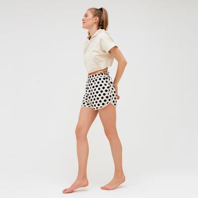Пижама женская (худи, шорты) MINAKU: Polka-dot collection, бежевая, размер 46