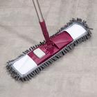 Швабра для мытья пола плоская Raccoon, насадка из микрофибры букли 41×12 см, стальная телескопическая ручка 77-130 см - Фото 2