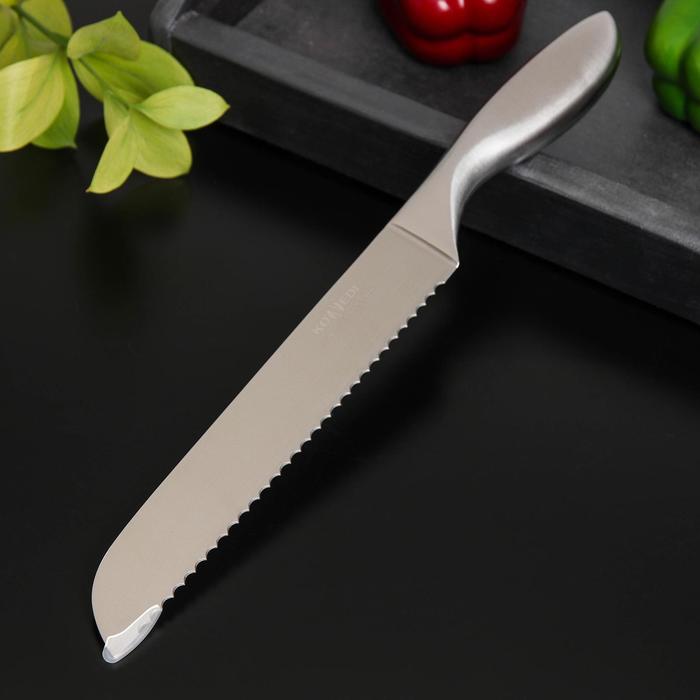 Нож для хлеба Доляна Salomon, длина лезвия 20 см, цвет серебристый - фото 1908671981