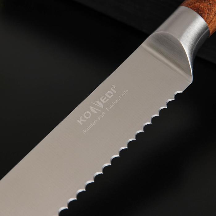 Нож для хлеба Доляна Forest, лезвие 20 см, цвет коричневый - фото 1908671998