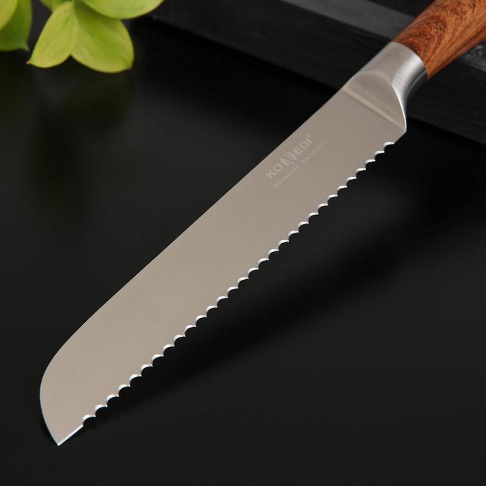 Нож для хлеба Доляна Forest, лезвие 20 см, цвет коричневый - фото 1908671999