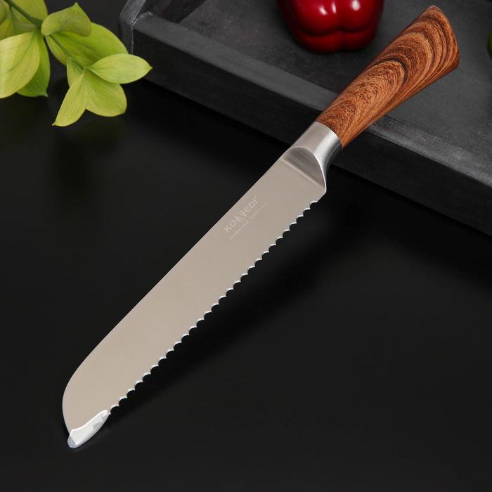 Нож для хлеба Доляна Forest, лезвие 20 см, цвет коричневый - фото 1908672000