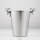 Ведро для льда, 5 л, 29×20×27 см, нержавеющая сталь, хромированное - Фото 1