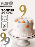 Топпер для торта «Цифра 9», набор 6 шт., МИКС - Фото 1