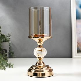 Подсвечник металл на 1 свечу "Мраморный шар с золотом" 29х11,5х11,5 см