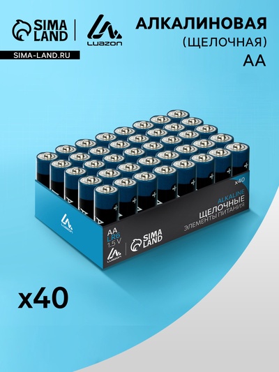 Набор батареек алкалиновых (щелочных) Luazon, AA, LR6, 40 штук