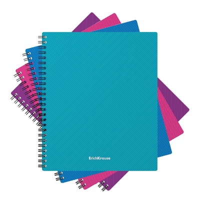 Тетрадь на спирали, 80 листов в клетку, ErichKrause Glance Vivid, пластиковая обложка, блок офсет 100% белизна, МИКС