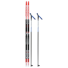 Комплект лыжный: пластиковые лыжи 190 см с насечкой, стеклопластиковые палки 150 см, крепления NNN, цвета МИКС - фото 63134112