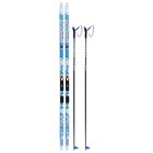Комплект лыжный: пластиковые лыжи 195 см без насечек, стеклопластиковые палки 155 см, крепления NNN, цвета МИКС - фото 9758209