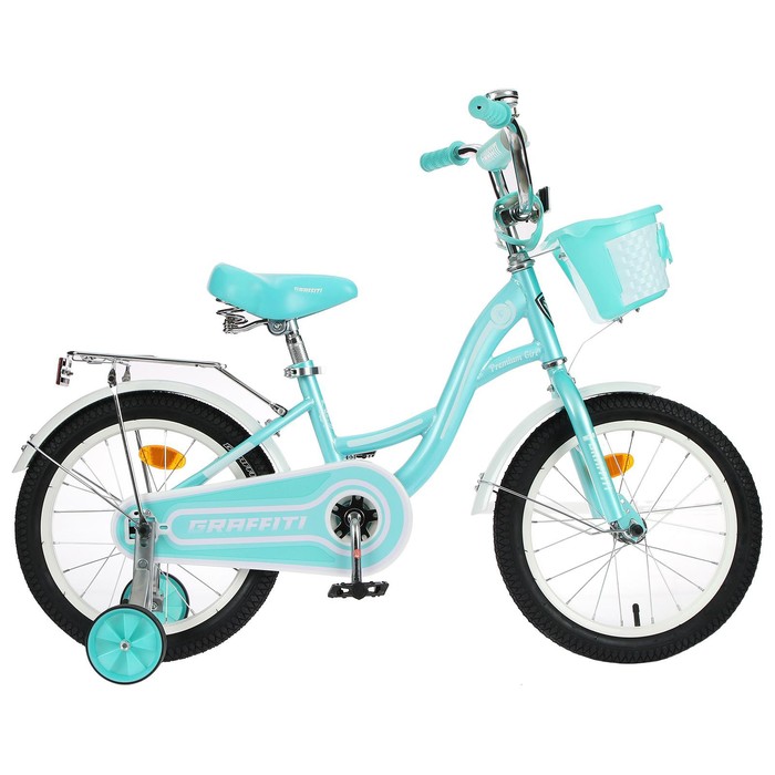 Велосипед 14&quot; GRAFFITI Premium Girl, цвет мятный/белый
