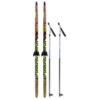 Комплект лыжный: пластиковые лыжи 150 см без насечек, стеклопластиковые палки 110 см, крепления NN75 мм, цвета МИКС - фото 9250360