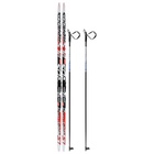 Комплект лыжный: пластиковые лыжи 195 см с насечкой, стеклопластиковые палки 155 см, крепления NNN, цвета МИКС 783037