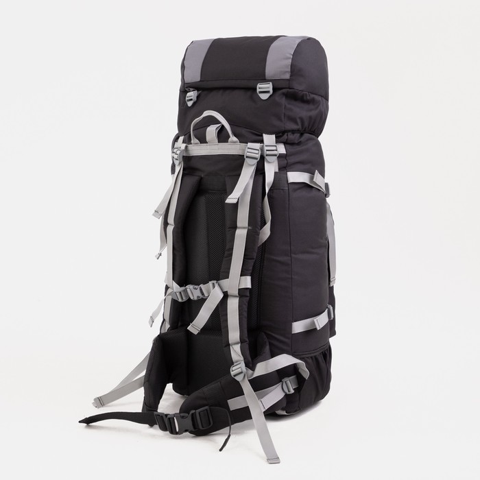 Рюкзак туристический, 70 л, отдел на шнурке, наружный карман, 2 боковые сетки, цвет чёрный/серый - фото 1912425112