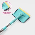 Щётка для окон Доляна, стальная телескопическая ручка 59(105) см, водосгон силикон 16 см, насадка микрофибра 12×16 см - Фото 6