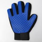 Перчатка - щетка для шерсти на правую руку с удлиненными зубчиками, синяя - Фото 2