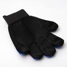 Перчатка - щетка для шерсти на правую руку с удлиненными зубчиками, синяя - Фото 3