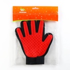 Перчатка-щётка для шерсти, на правую руку, с удлинёнными зубчиками, красная - Фото 6