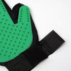 Перчатка - щетка для шерсти на правую руку с удлиненными зубчиками, зелёная - фото 6401889