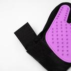 Перчатка-щетка для шерсти на левую руку из неопрена с удлиненными зубчиками, фиолетовая - Фото 4