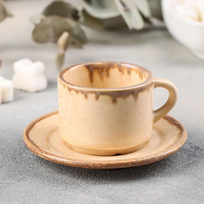Кофейная пара Crema cristallina: чашка 80 мл, блюдце d=6 см, h=4,7 см - Фото 1