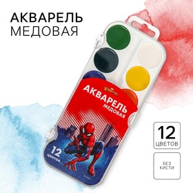 Акварель медовая «Человек-паук», 12 цветов, без кисти 4846914